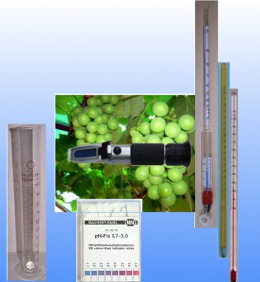 Destillier-Mess-Set - De Luxe mit Oechsle-Refraktometer - zum Schließen ins Bild klicken