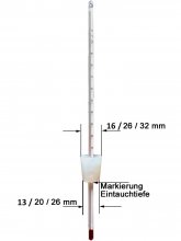 Destillier-Thermometer, 30 cm, mit Silikonstopfen Ø 21-27 mm
