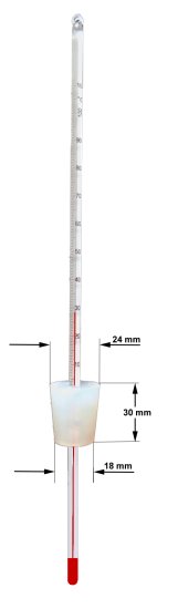 Destillier-Thermometer, 30 cm, mit Silikonstopfen Ø 18-24 mm (NS24)) - zum Schließen ins Bild klicken
